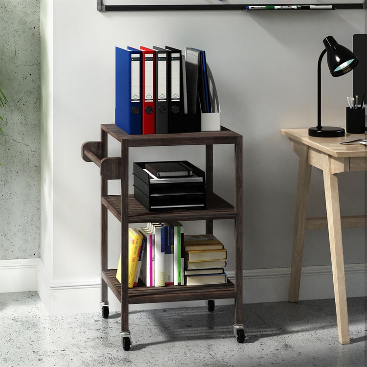 İnterbuild Masif Akasya Ahşap Holger Servis Arabası (520x520x850 mm) Espresso - 674814