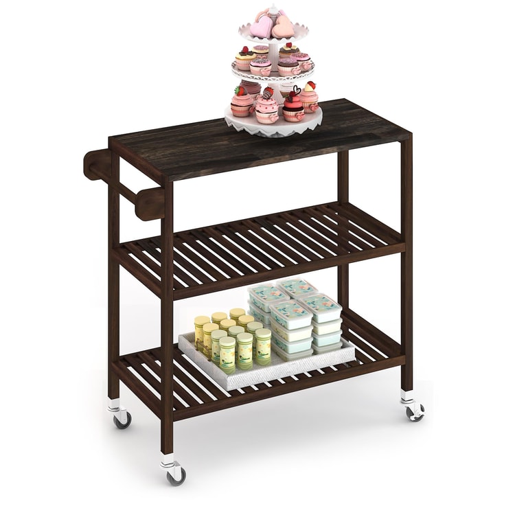 İnterbuild Masif Akasya Ahşap Holger Servis Arabası (799x349x850 mm) Espreso - 674777