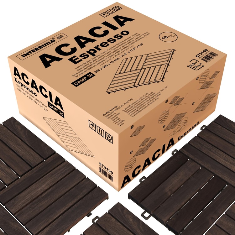 İnterbuild Masif Akasya Zemin Kaplaması 30x30 cm (10'lu Paket) Espresso - 673190