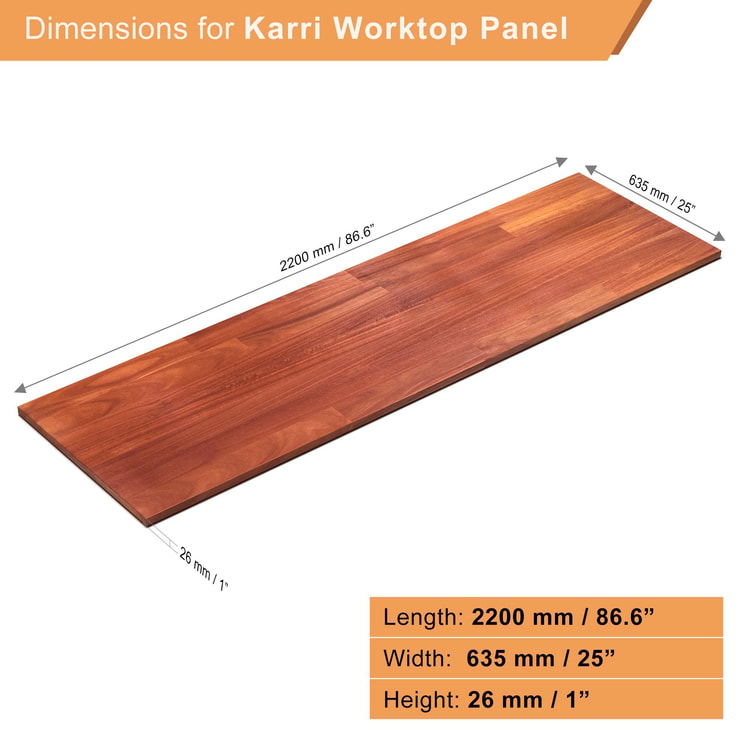 İnterbuild Mutfak Tezgahı Karrı Masif Ağaç (2200x635x26 mm)-  672063