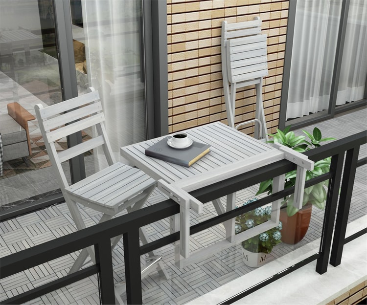 İnterbuild Sofia Katlanabilir Bahçe Bar Sandalyesi (2'li Paket) Alaca Gri Renk - 673862