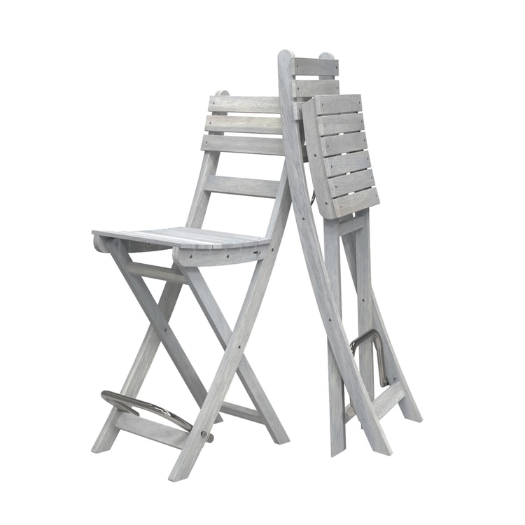 İnterbuild Sofia Katlanabilir Bahçe Bar Sandalyesi (2'li Paket) Alaca Gri Renk - 673862