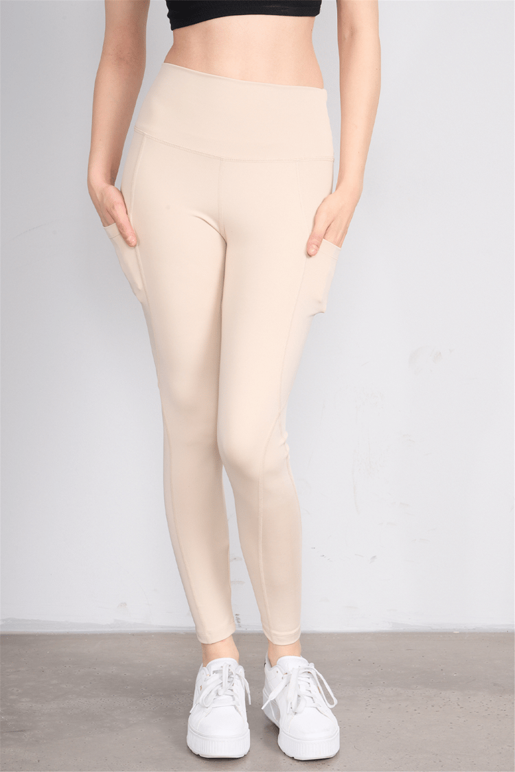 Jeneric Y26 21206 Bej Kadın Log Dikişlı Tayt S-Xl