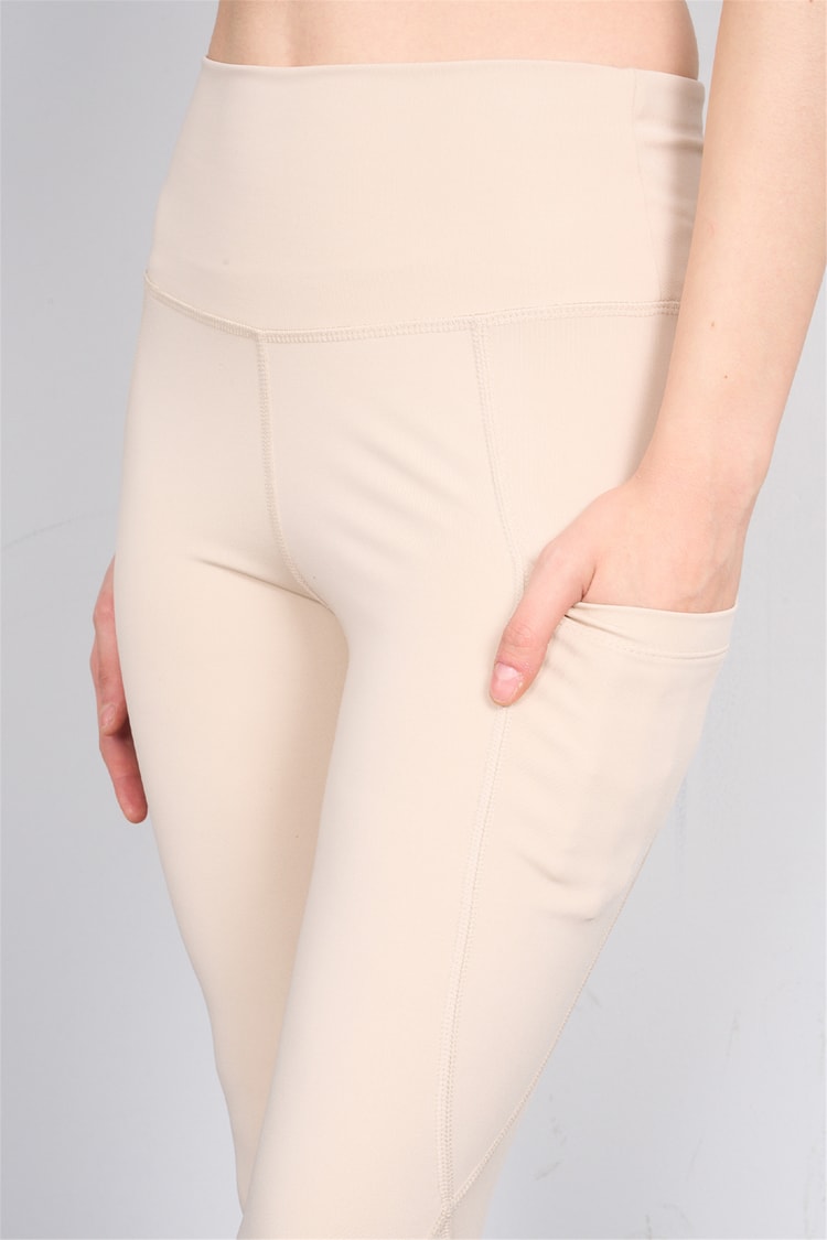 Jeneric Y26 21206 Bej Kadın Log Dikişlı Tayt S-Xl