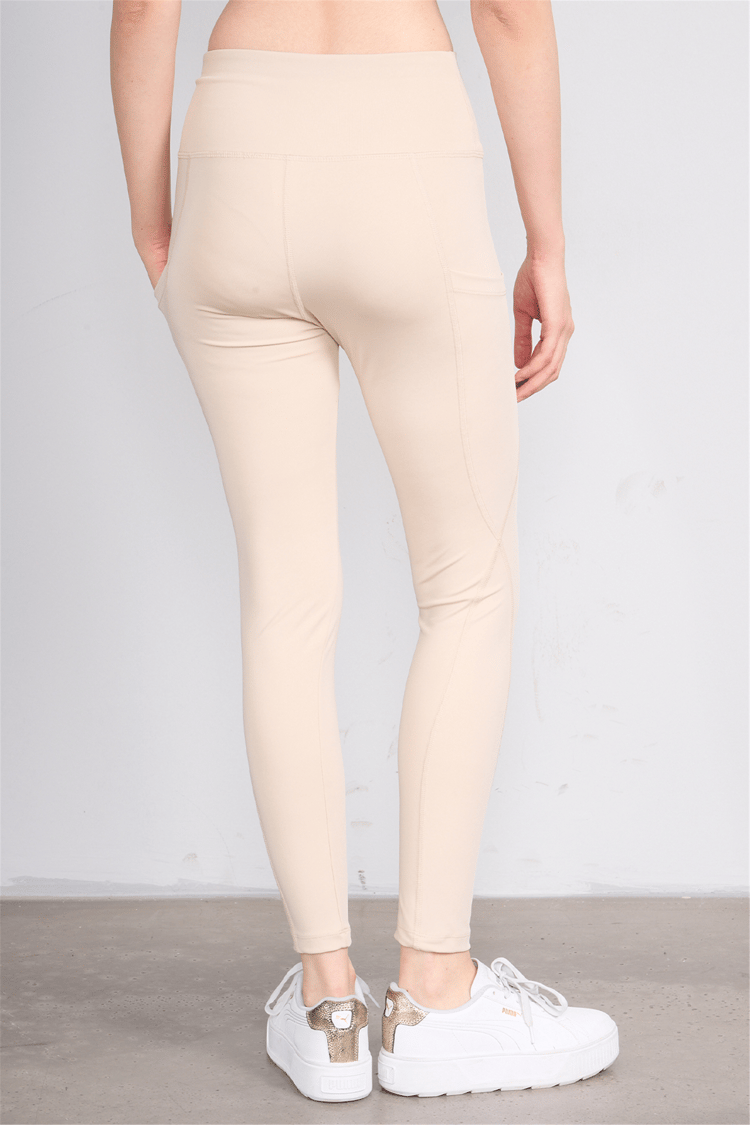 Jeneric Y26 21206 Bej Kadın Log Dikişlı Tayt S-Xl