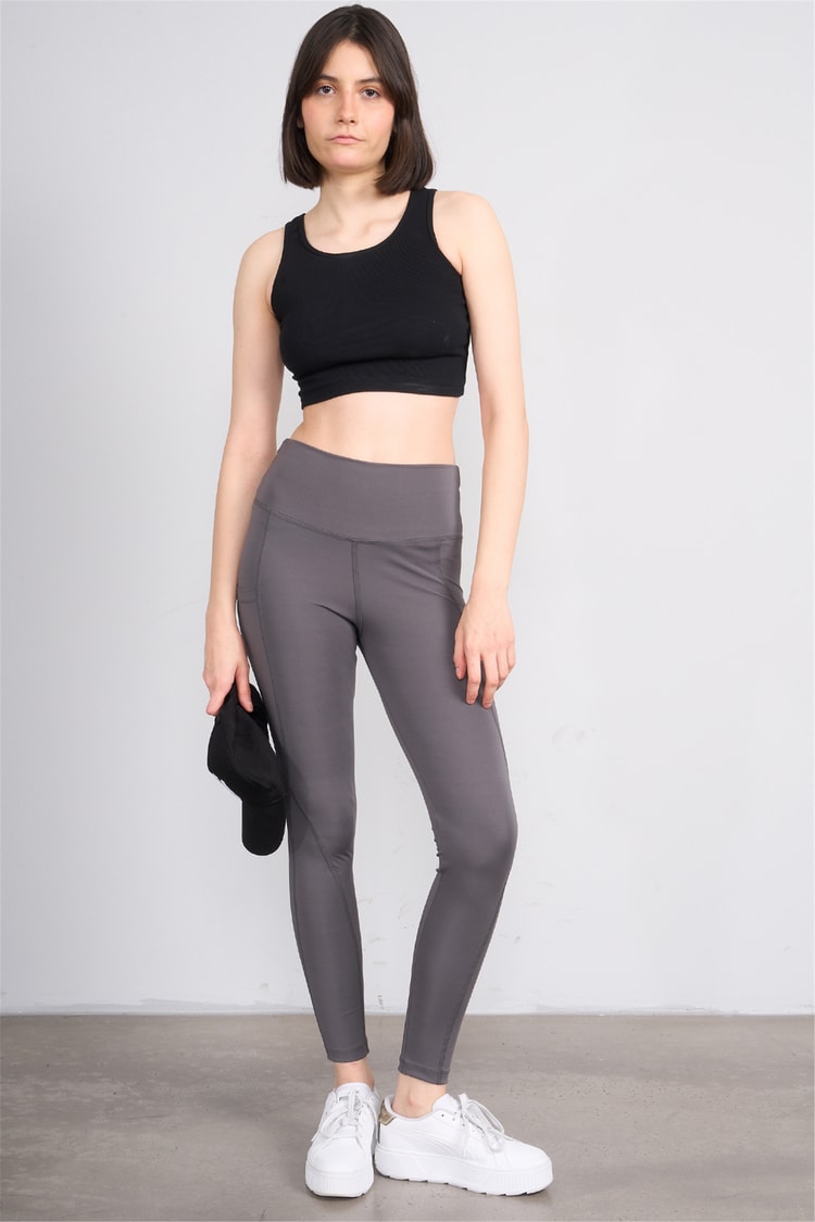 Jeneric Y26 21206 Füme Kadın Log Dikişlı Tayt S-Xl