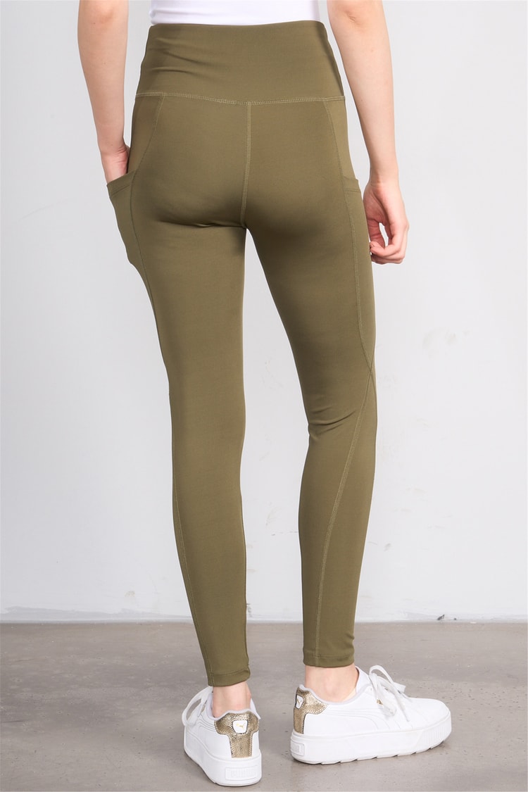 Jeneric Y26 21206 Haki Kadın Log Dikişlı Tayt S-Xl