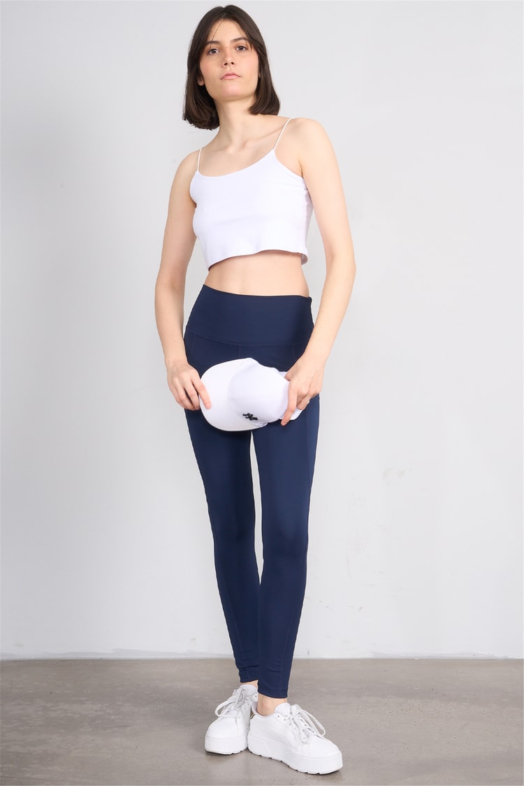 Jeneric Y26 21206 Lacivert Kadın Log Dikişlı Tayt S-Xl