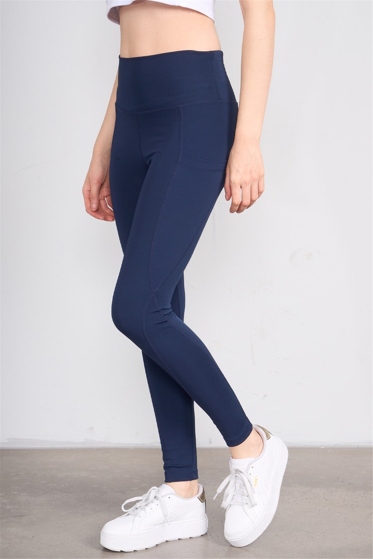 Jeneric Y26 21206 Lacivert Kadın Log Dikişlı Tayt S-Xl