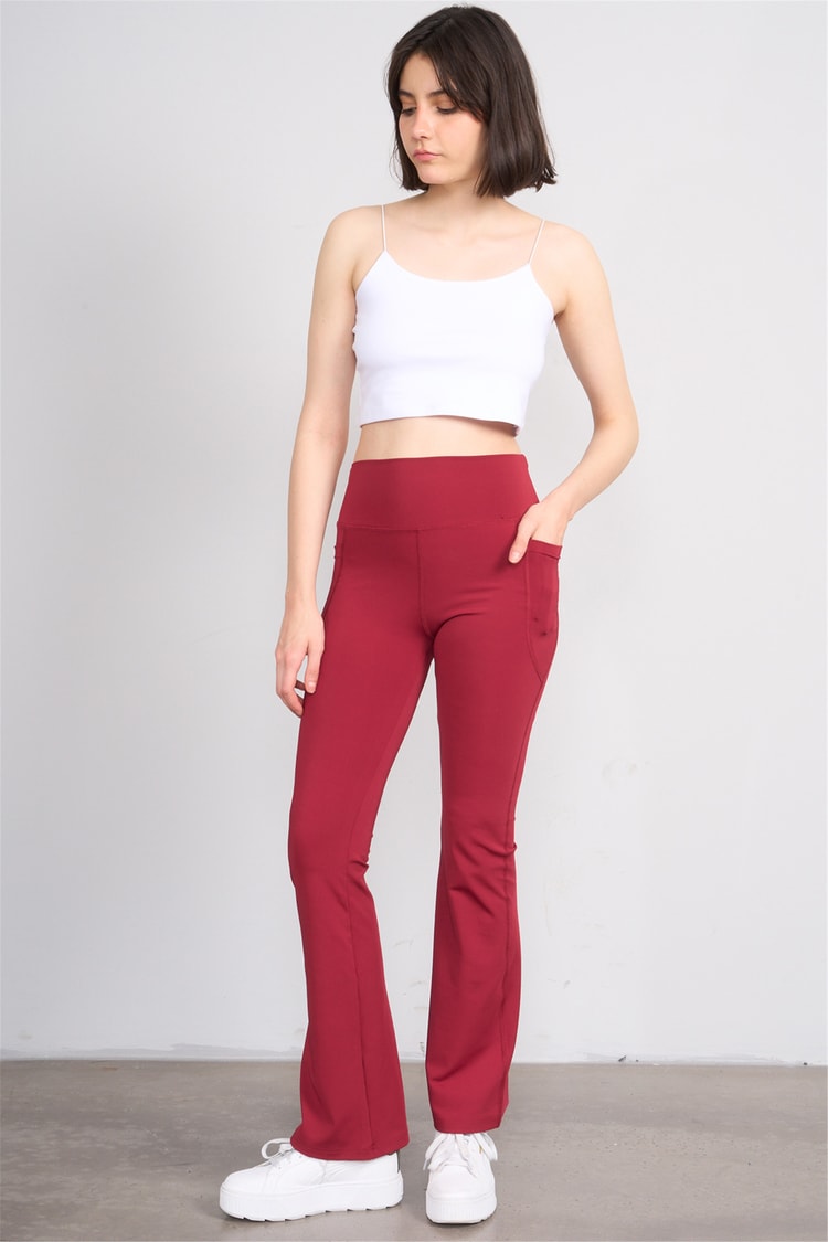 Jeneric Y26 21299 Bordo Kadın İspanyol Tayt S-Xl