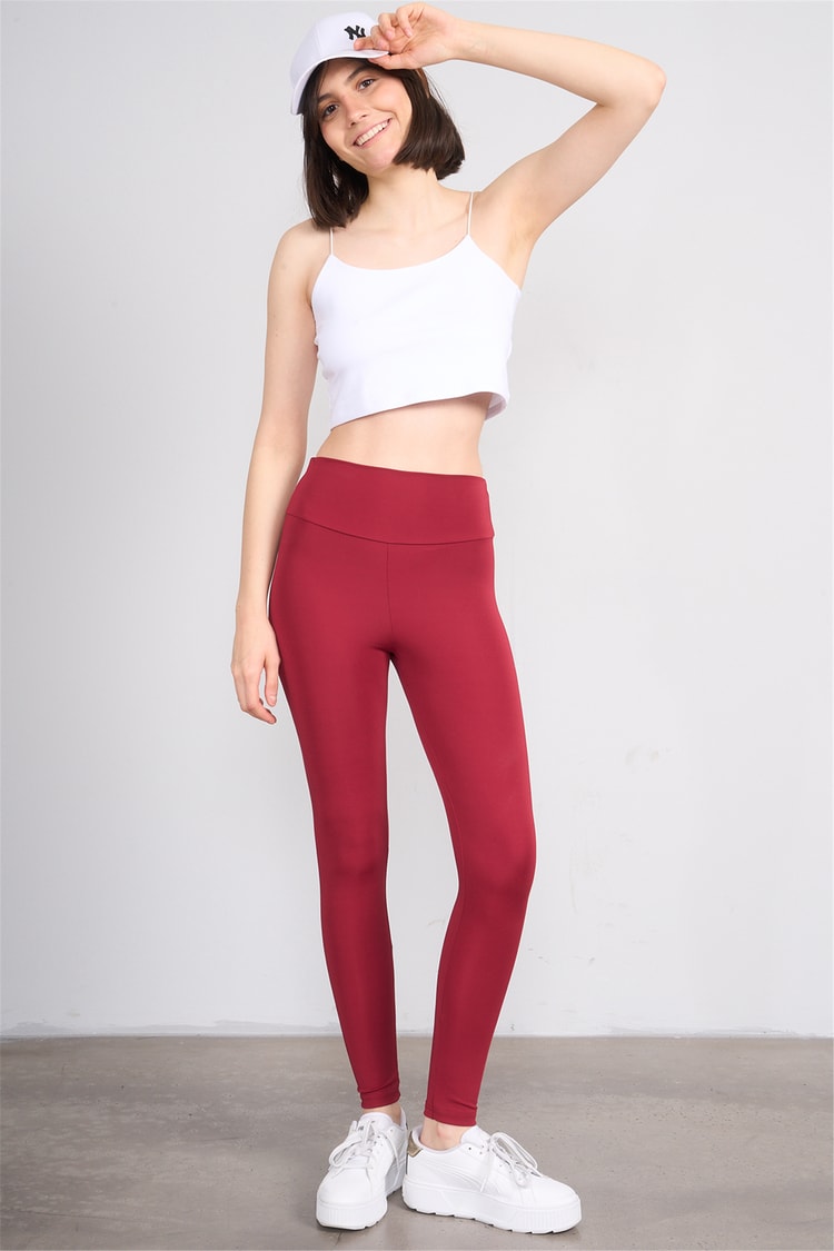Jeneric Y26 21364 Bordo Kadın Dar Paca Tayt S-Xl