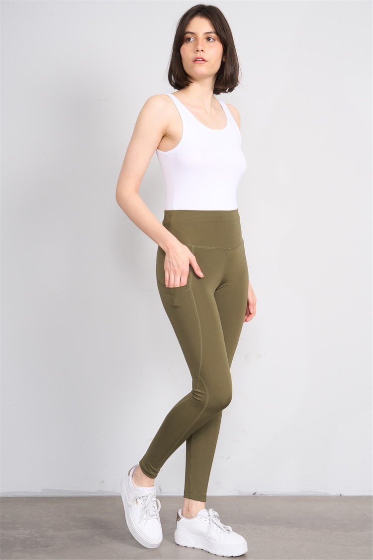 Jeneric Y26 Haki Kadın Log Dikişli Tayt S-Xl
