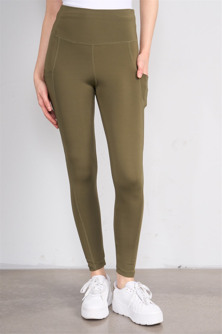 Jeneric Y26 Haki Kadın Log Dikişli Tayt S-Xl