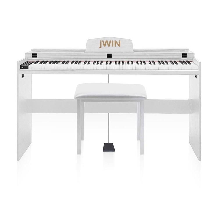 Jwin SDP-92 Tuş Hassasiyetli 88 Tuşlu Kapaklı Dijital Piyano + Tabure - Beyaz