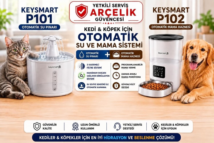 Keysmart  P101 & P102 2'li Set  Kedi ve Köpek için Otomatik Su ve Mama Sistemi