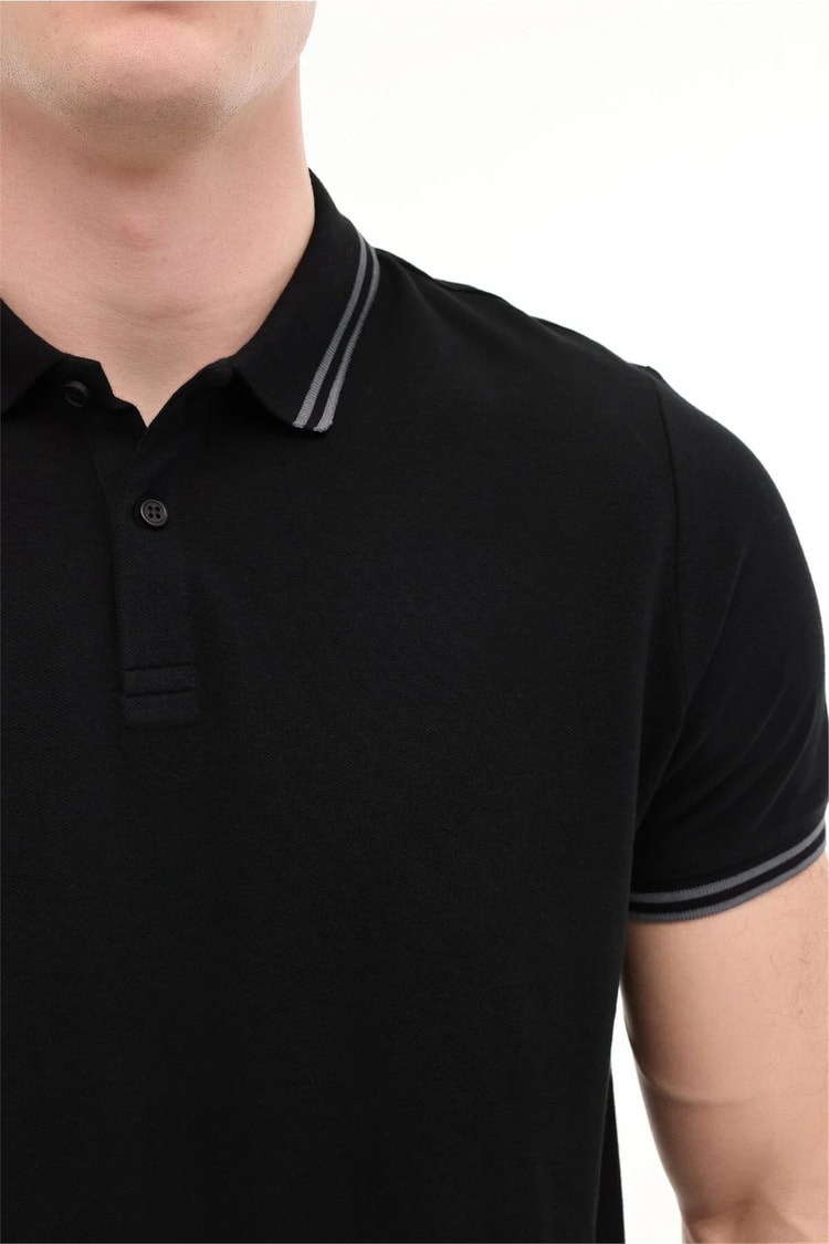 Kınetıx A10212136012010 6M Mb Yk Cz 12Bs108 6Fx Sıyah Erkek Kısa Kollu Polo T-Shırt