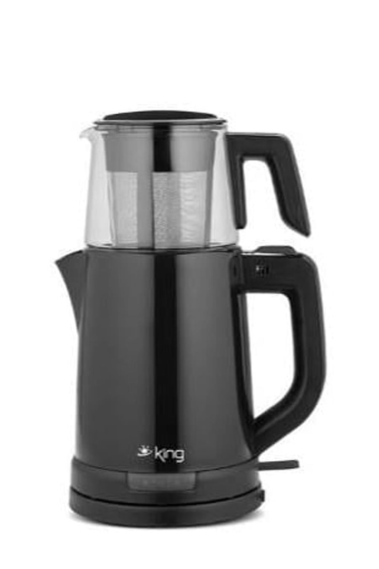 King KCM332 Tea Pro 1800 W Cam Demlikli Çay Makinesi Siyah
