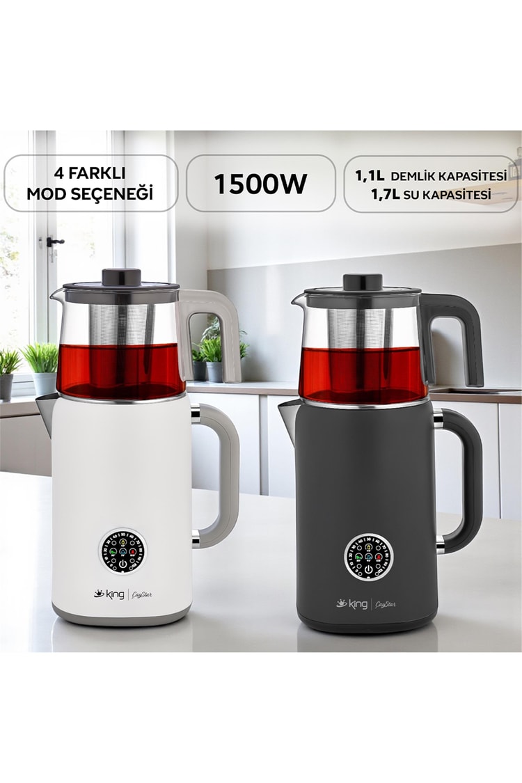 King KCM387 Çaystar Dijital Çay Makinesi Beyaz