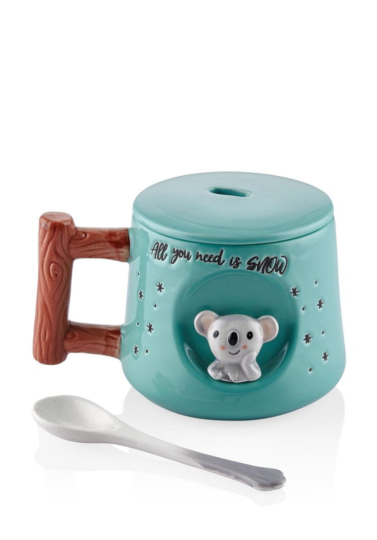Koala Kapaklı ve Kaşıklı Kupa 370 ml