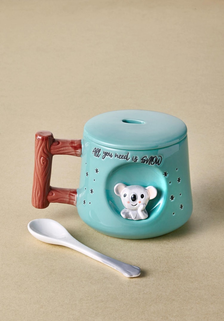 Koala Kapaklı ve Kaşıklı Kupa 370 ml