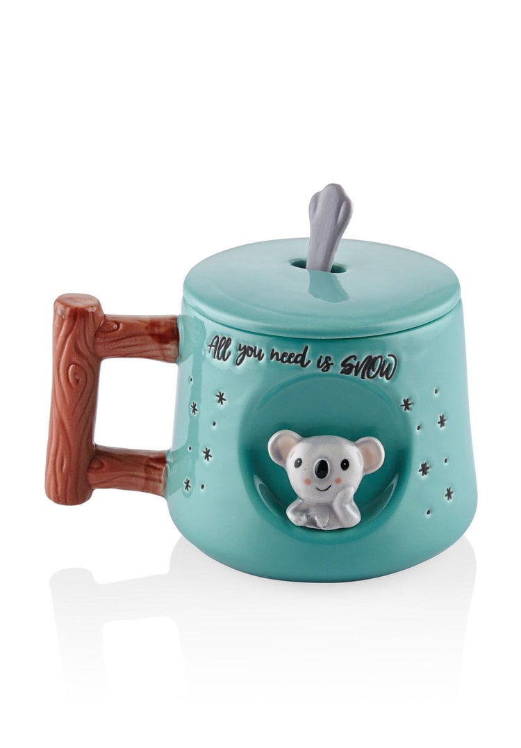 Koala Kapaklı ve Kaşıklı Kupa 370 ml