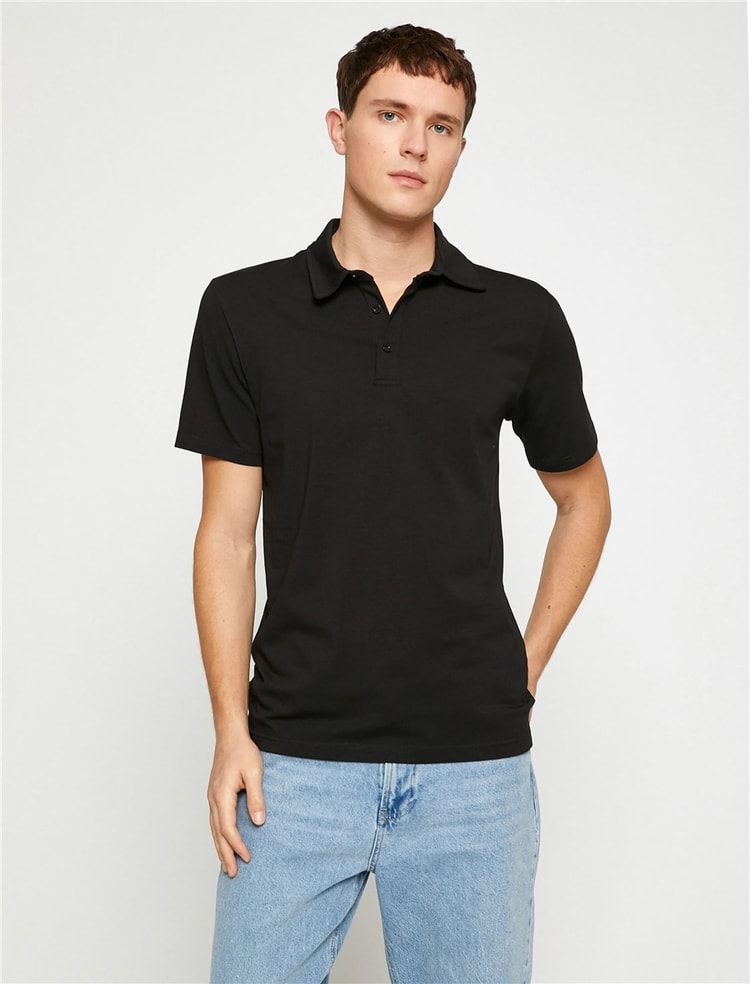 Koton 3SAM10017MK Siyah 999 Pamuk Jersey T-Shirt