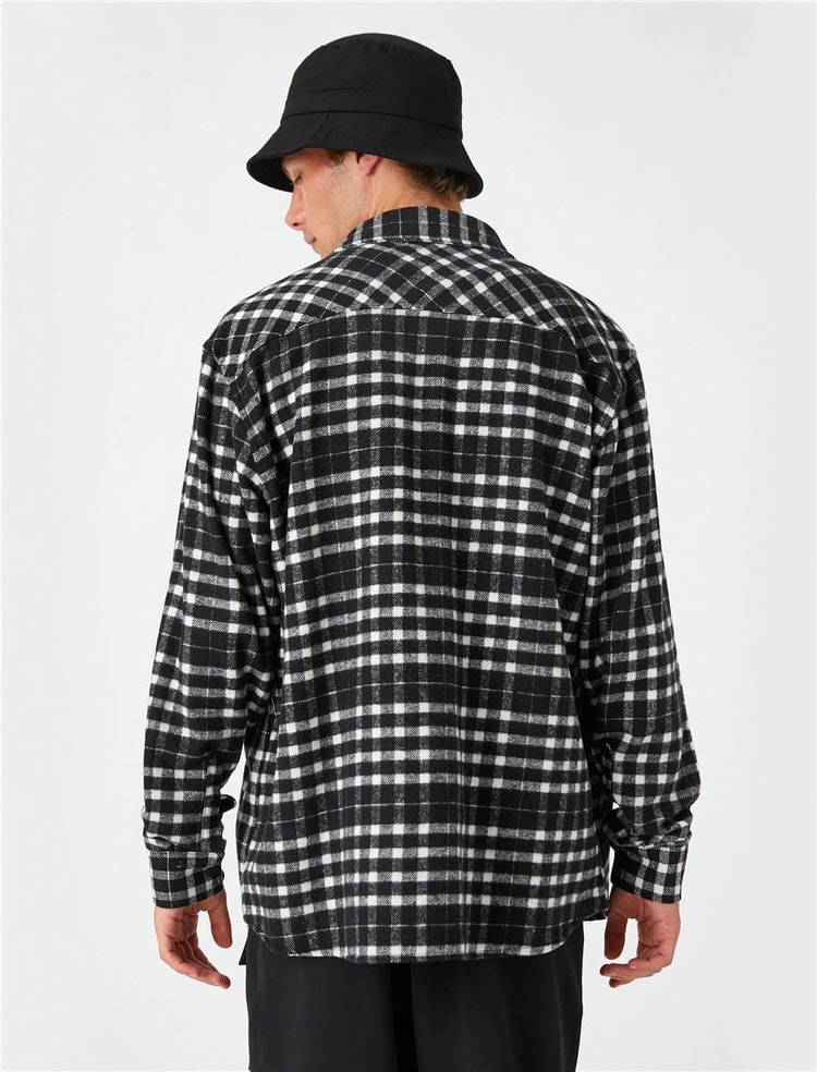 Koton 3Wam60007Hw Siyah Ekose 9C9 Erkek Woven Tops