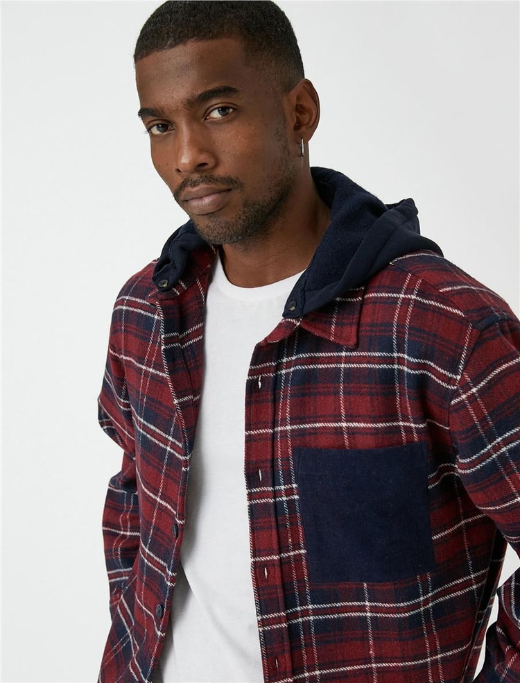 Koton  3Wam60127Hw Kırmızı Ekose 4C0 Erkek Woven Tops Gömlek