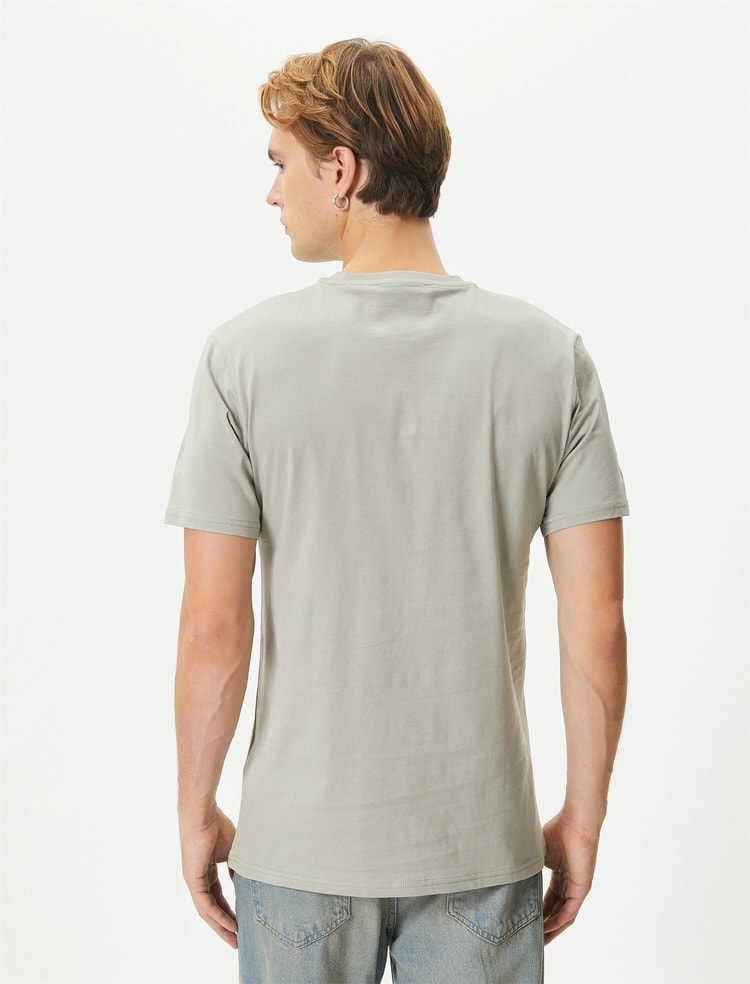 Koton 4Sam10056Hk 031 Gri Erkek Jersey Pamuk Kısa Kollu T-shirt