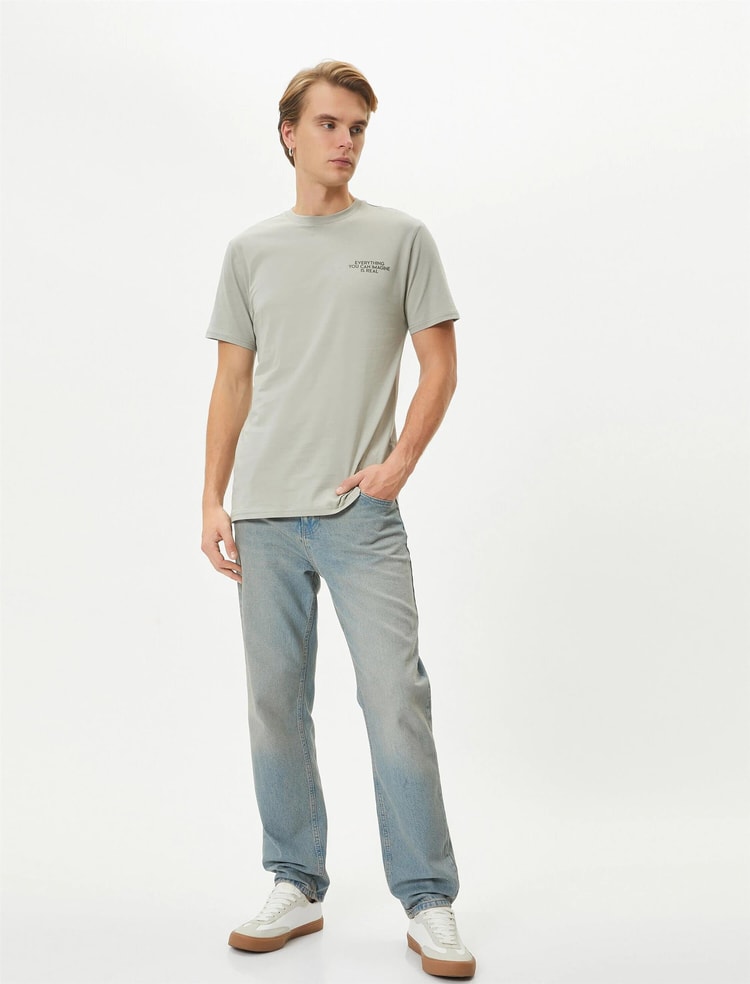 Koton 4Sam10056Hk 031 Gri Erkek Jersey Pamuk Kısa Kollu T-shirt
