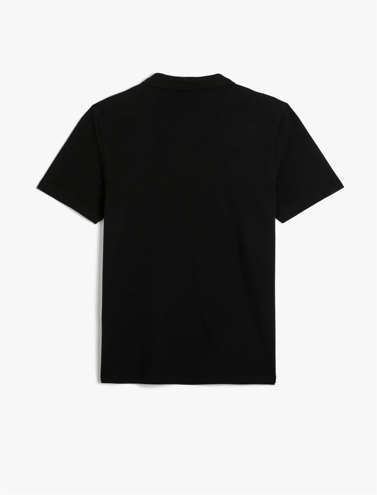 Koton 4Sam10113Mk 999 Siyah Erkek Pamuk Jersey Kısa Kollu Basic Polo T-Shirt