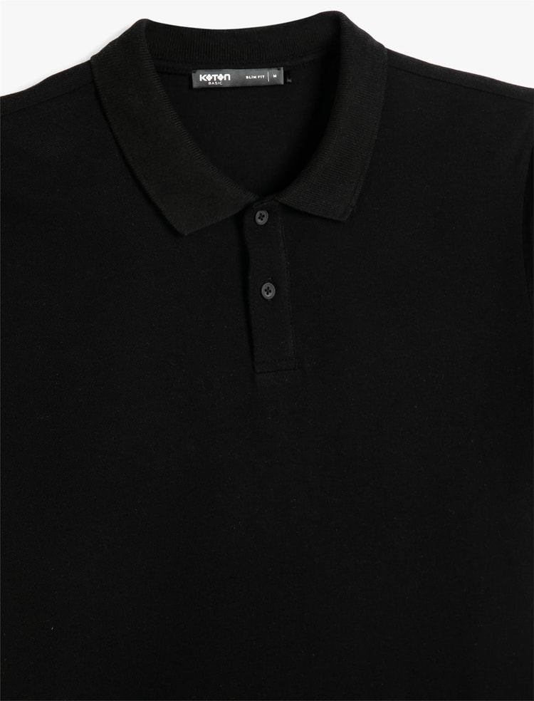 Koton 4Sam10113Mk 999 Siyah Erkek Pamuk Jersey Kısa Kollu Basic Polo T-Shirt