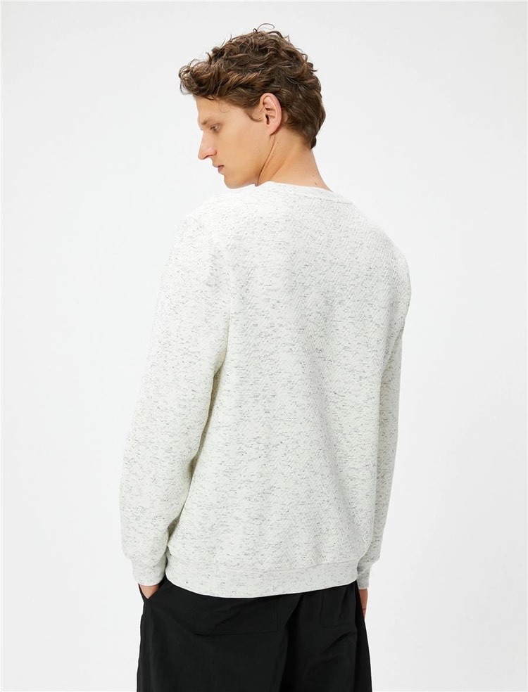 Koton 4Wam70083Mk 000 Beyaz Erkek Pamuk Jersey Sweatshirt