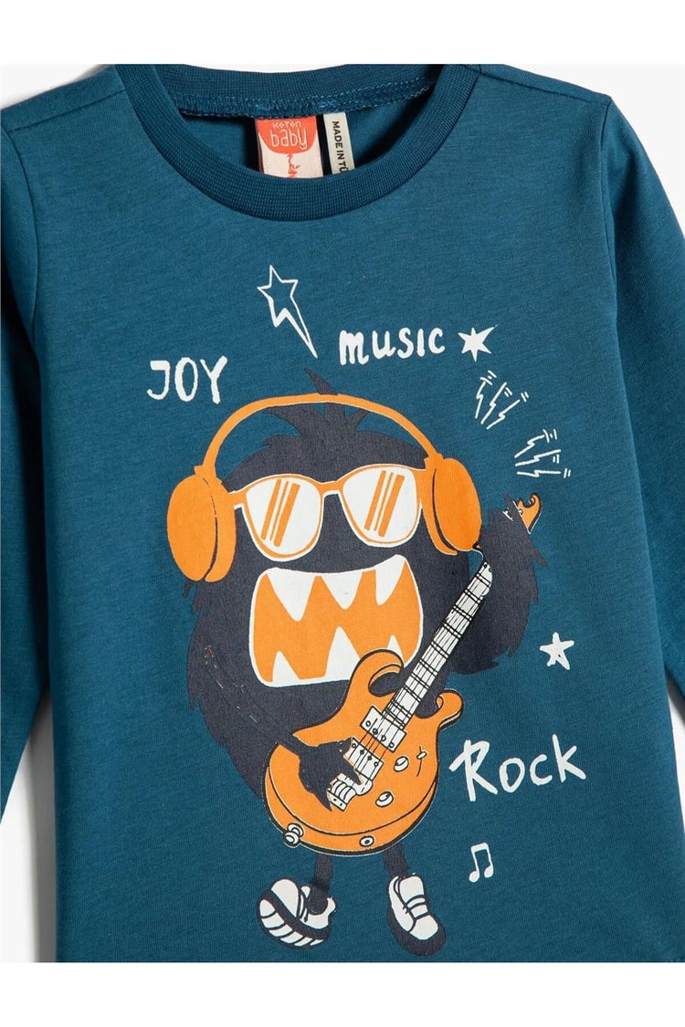 Koton 4Wmb10070Tk Lın Lıght İndigo Erkek Bebek Pamuk Jersey T-Shirt