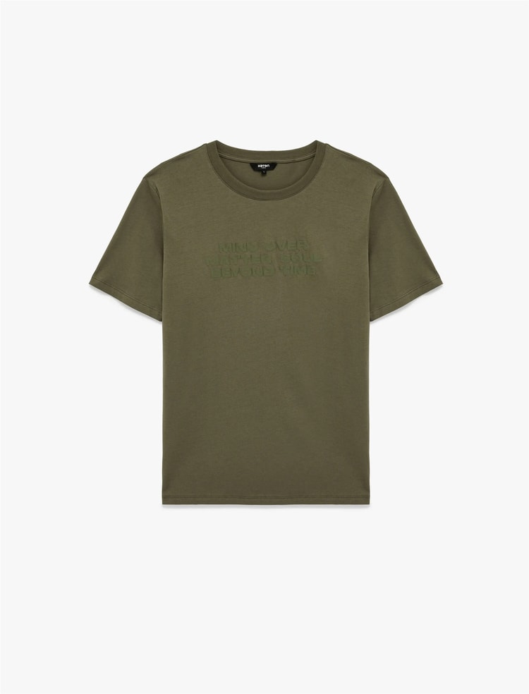 Koton 6Sam10001Mk 876 Hakı Erkek Jersey Kısa Kollu T-Shırt