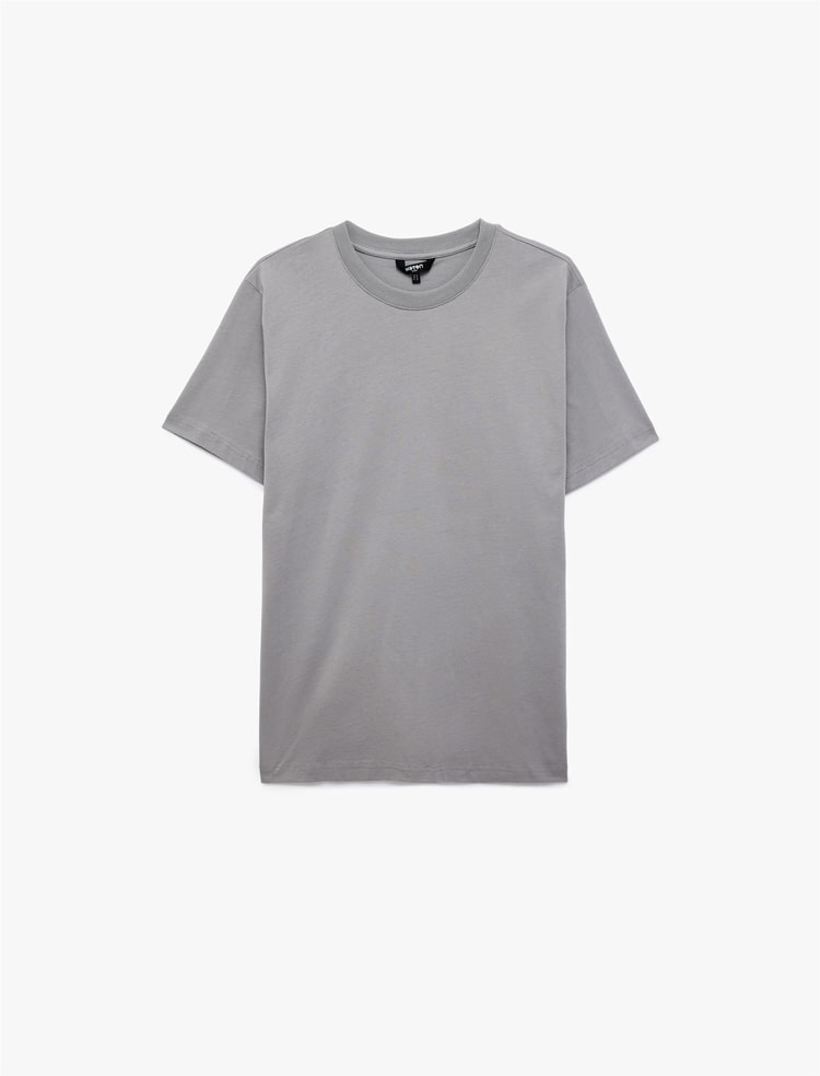 Koton 6Sam10005Mk 031 Grı Erkek Jersey Kısa Kollu Basıc T-Shırt