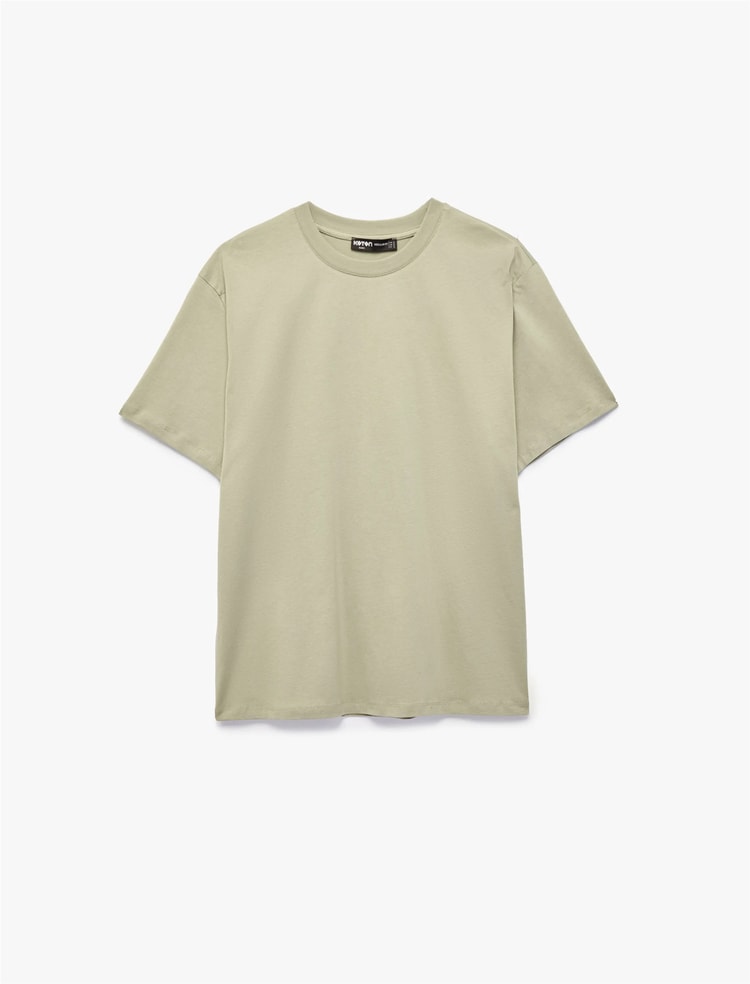 Koton 6Sam10005Mk 786 Yesıl Erkek Jersey Kısa Kollu Basıc T-Shırt