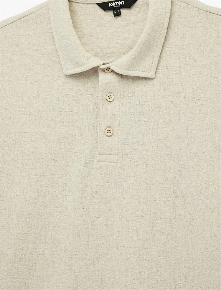 Koton 6Sam10006Mk 057 Bej Erkek Jersey Kısa Kollu Polo T-Shırt