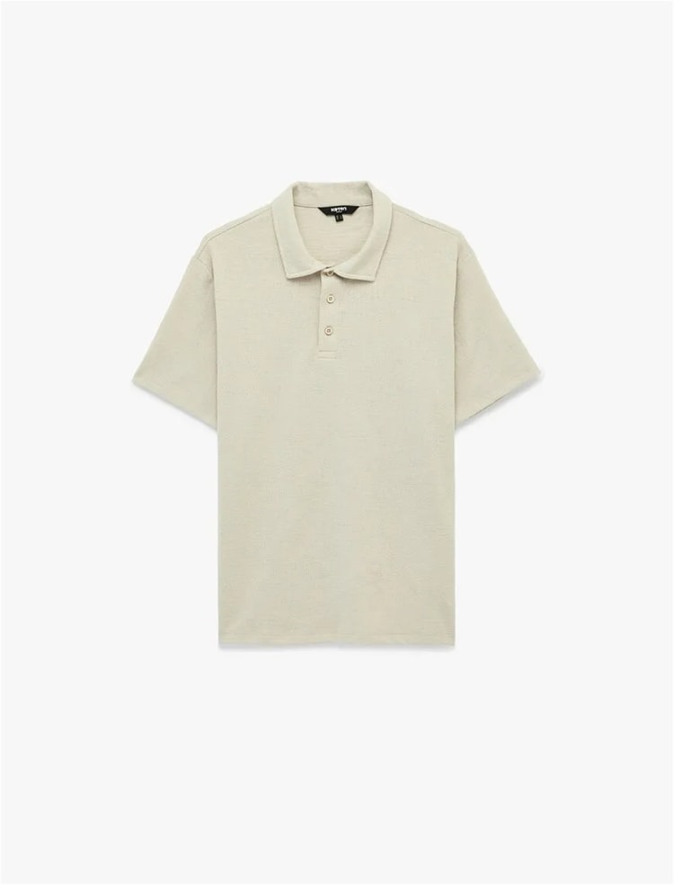 Koton 6Sam10006Mk 057 Bej Erkek Jersey Kısa Kollu Polo T-Shırt