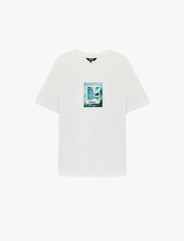 Koton 6Sam10009Mk 000 Beyaz Erkek Jersey Kısa Kollu T-Shırt
