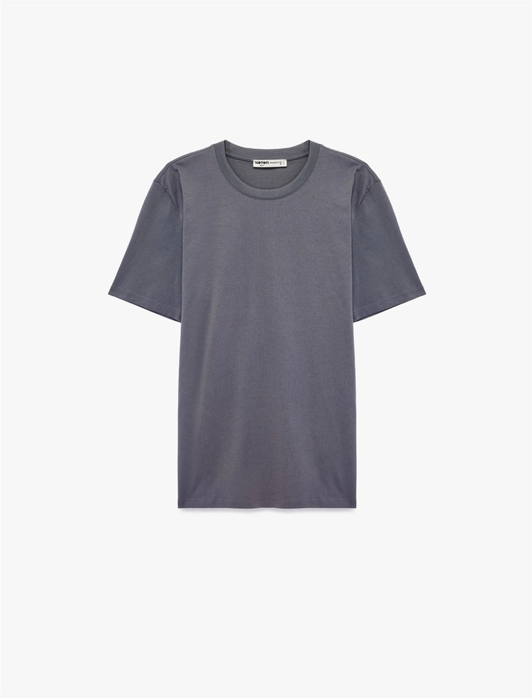 Koton 6Sam10011Mk 031 Grı Erkek Jersey Kısa Kollu Basıc T-Shırt