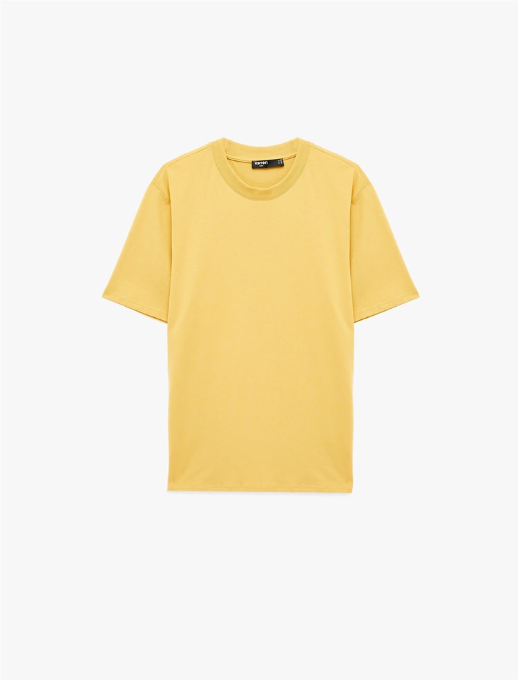 Koton 6Sam10011Mk 152 Sarı Erkek Jersey Kısa Kollu Basıc T-Shırt