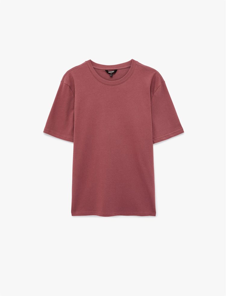 Koton 6Sam10011Mk 271 Pudra Erkek Jersey Kısa Kollu Basıc T-Shırt