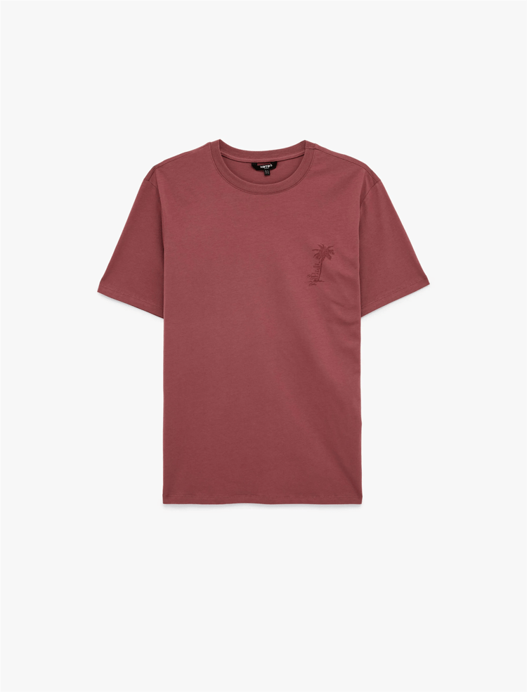 Koton 6Sam10017Mk 252 Pembe Erkek Jersey Kısa Kollu T-Shırt