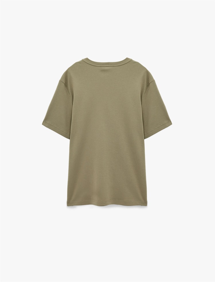 Koton 6Sam10021Mk 871 Hakı Erkek Jersey Kısa Kollu Basıc T-Shırt