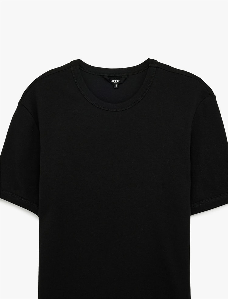 Koton 6Sam10027Mk 999 Sıyah Erkek Jersey Kısa Kollu Basıc T-Shırt