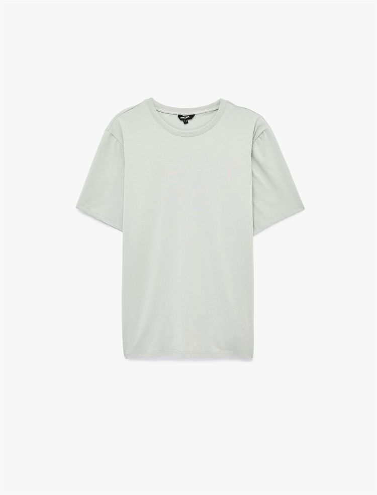 Koton 6Sam10034Mk 031 Grı Erkek Jersey Kısa Kollu Basıc T-Shırt