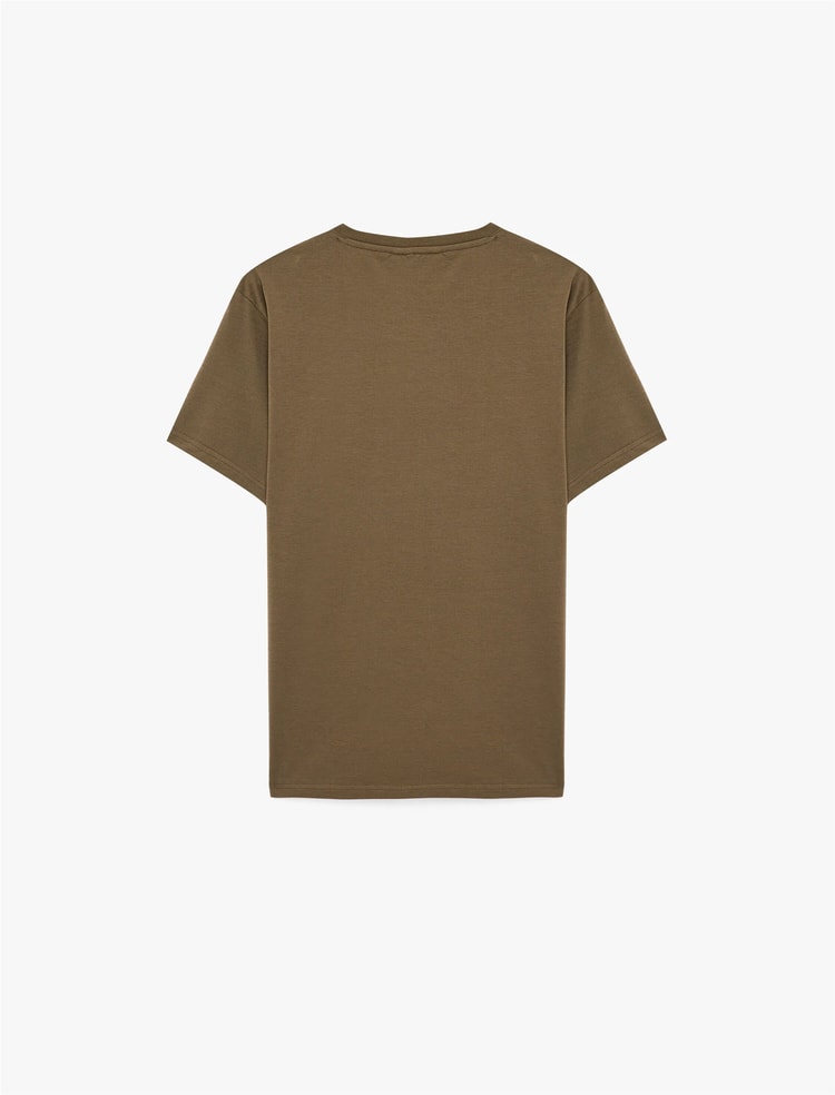 Koton 6Sam10034Mk 532 Kahverengı Erkek Jersey Kısa Kollu Basıc T-Shırt