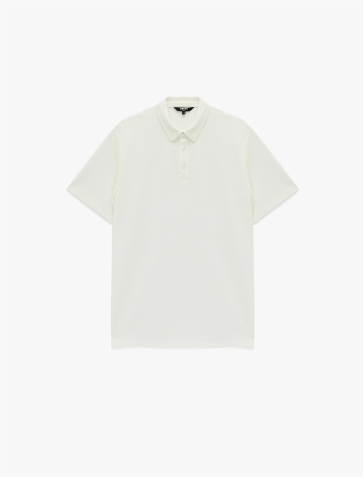 Koton 6Sam10071Mk 000 Beyaz Erkek Jersey Kısa Kollu Polo T-Shırt