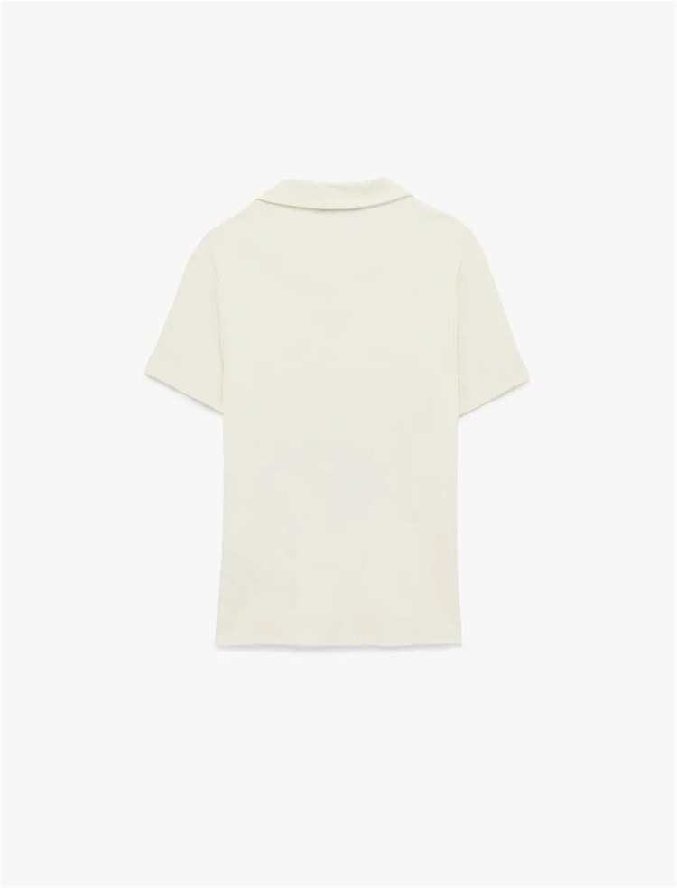 Koton 6Sam10074Mk 010 Ekru Erkek Jersey Kısa Kollu Polo T-Shırt